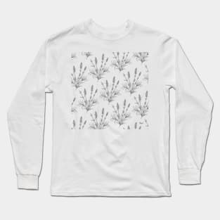 Lavender Line Art Pattern Long Sleeve T-Shirt